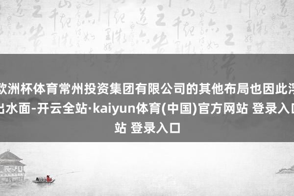 欧洲杯体育常州投资集团有限公司的其他布局也因此浮出水面-开云全站·kaiyun体育(中国)官方网站 登录入口