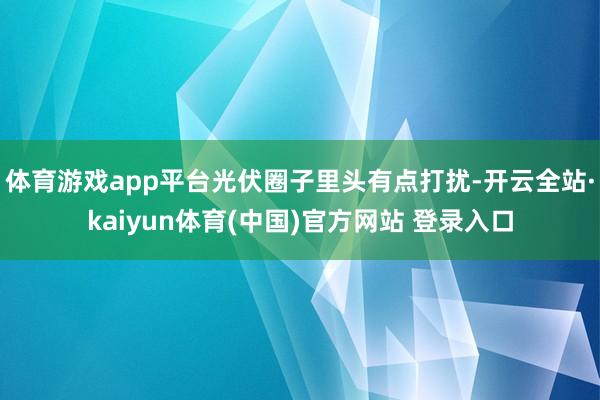 体育游戏app平台光伏圈子里头有点打扰-开云全站·kaiyun体育(中国)官方网站 登录入口