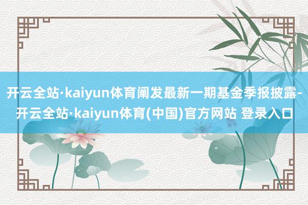 开云全站·kaiyun体育阐发最新一期基金季报披露-开云全站·kaiyun体育(中国)官方网站 登录入口